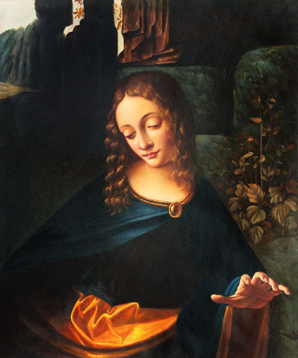 Virgin of the Rocks (Louvre detail) - Leonardo Da Vinci Painting